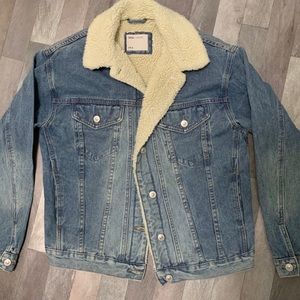 ASOS Sherpa Fur Collar Denim Jacket NEW NWT